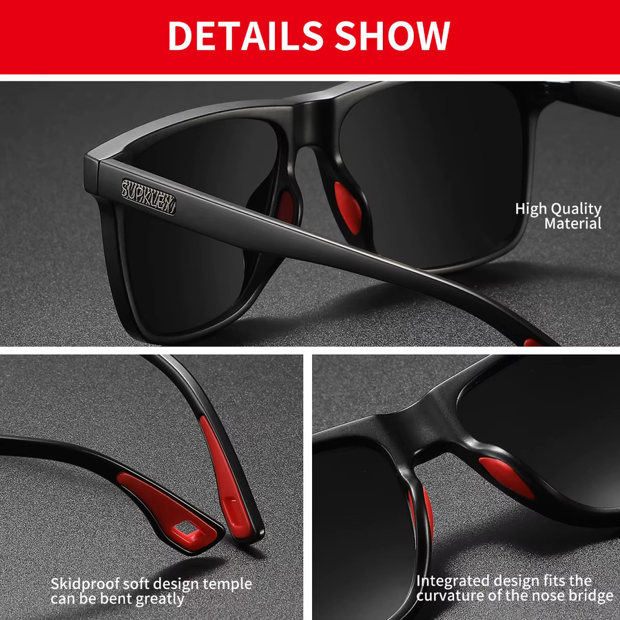 Supkley Sportsonnenbrille, Vollrand, Square, Kunststoff, Schwarz, Herren - Bild 2
