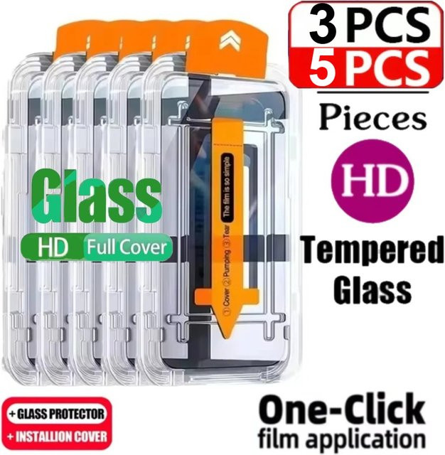 Vieruodis Displayschutzfolie aus gehärtetem Glas für iPhone 11 bis iPhone 17 Pro Max, transparent, 3-5 Stück - Bild 1