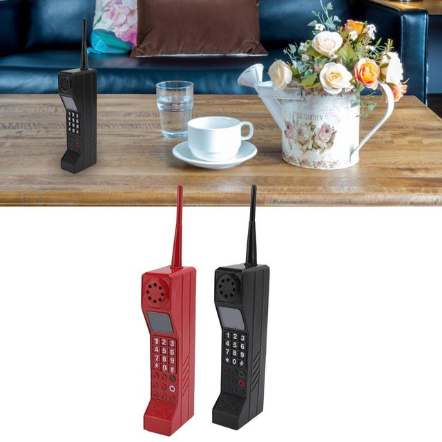 Qiilu Retro Handy Modell Vintage Ziegel Ornament in Schwarz als fotografisches Requisit aus Kunststoff - Bild 1