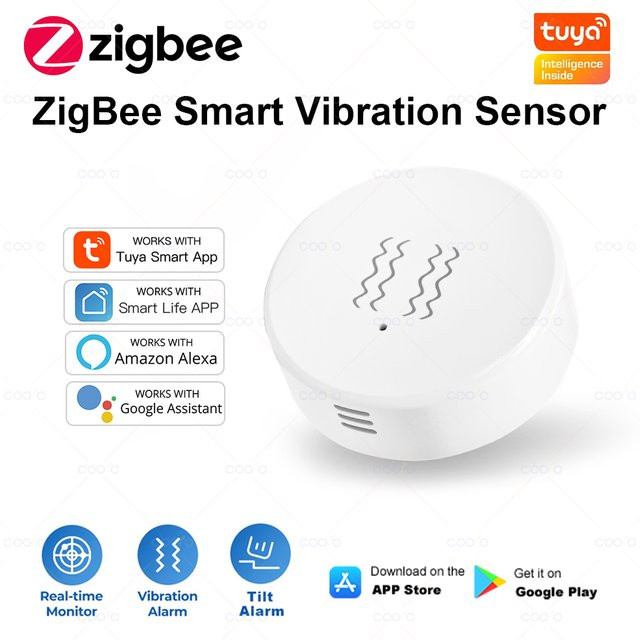 Tuya ZigBee Smart Vibration Sensor zur Echtzeit-Überwachung von Türen und Fenstern in Weiß - Bild 1