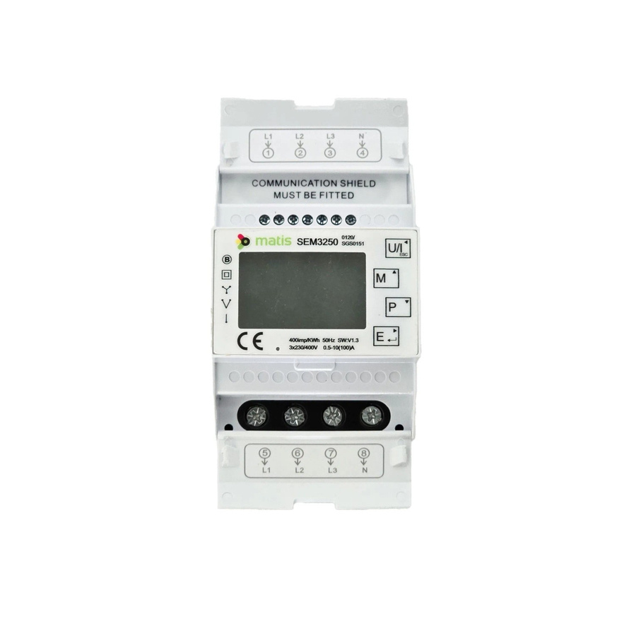Matismart Dreiphasen-Energiezähler SEM3250 mit Modbus für DIN-Schiene in Weiß - Bild 2
