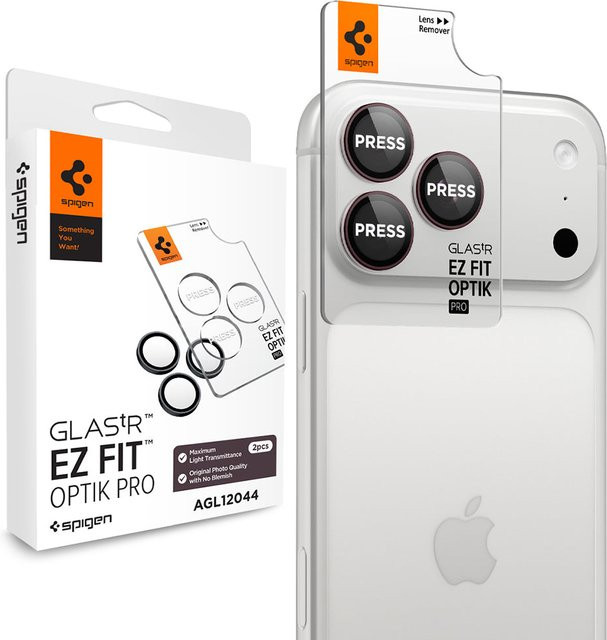 Spigen GlastR EZ FIT Optik Pro Schutzfolie für Apple iPhone 18 Pro und iPhone 18 Pro Max aus gehärtetem Glas, 2er-Set, Weinrot - Bild 1