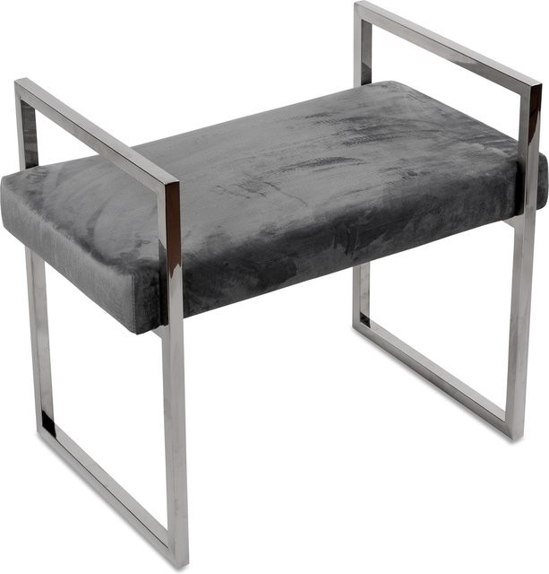 formano Hocker mit Samtpolster und Edelstahlgestell in Grau - Bild 1