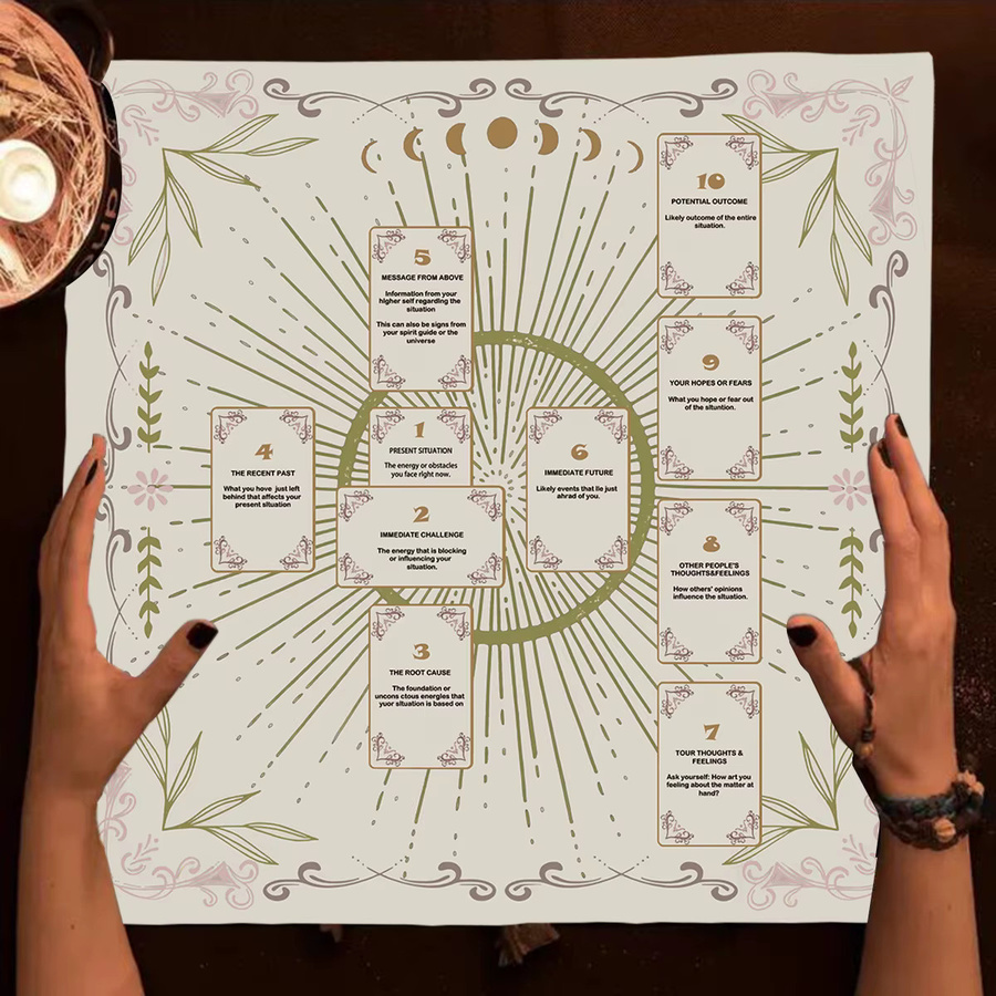 LVJIA Altartuch mit Keltischem Kreuz und Mond-Motiv für Tarot und Wahrsagerei, Boho Tischdecke für Hexen-Dekoration - Bild 2
