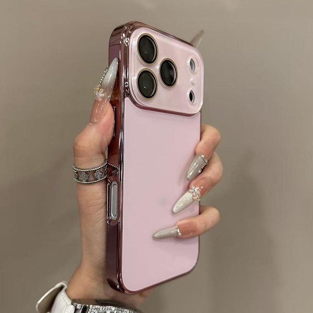 Vergoldete Stoßfeste Linsenschutzhülle aus gehärtetem Glas für Apple iPhone 17 16 15 14 13 12 11 Pro Max Plus in Gold und Pink - Bild 1