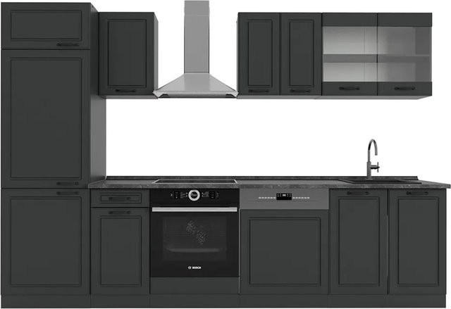 Vicco R-Line Küchenzeile Landhaus Anthrazit B/T/H: 300 x 60 x 207 cm - Bild 1
