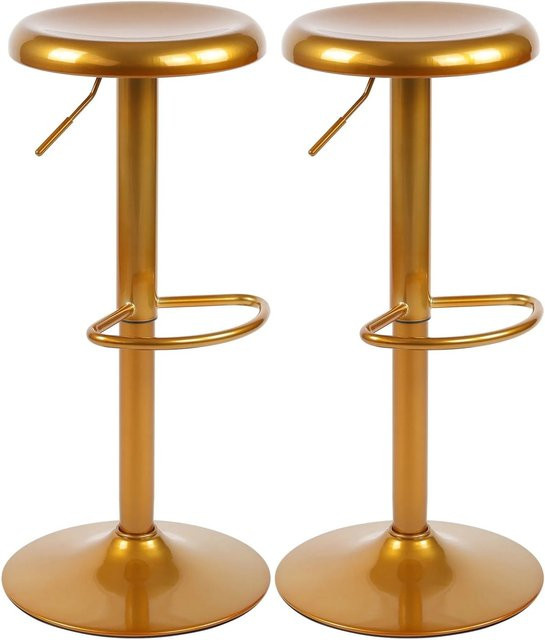 2er Set DELUKE Barhocker HIKAR in Gold, höhenverstellbare Barstühle aus Metall, drehbar, B/T/H: 38,5 x 38,5 x 58 cm - Bild 1