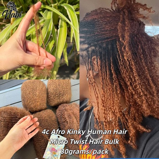QVR Micro Twist 4C Afro Kinky Echthaar-Bulk, 30g, Peruanisches Remy Flechthaar - Bild 1
