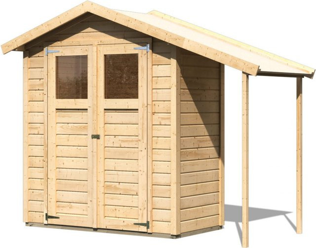 Karibu Gartenhaus DANA aus nordischer Fichte mit Satteldach, Farbe: Braun, B/T/H: 257 x 117 x 183 cm, Wandstärke: 14 mm - Bild 1