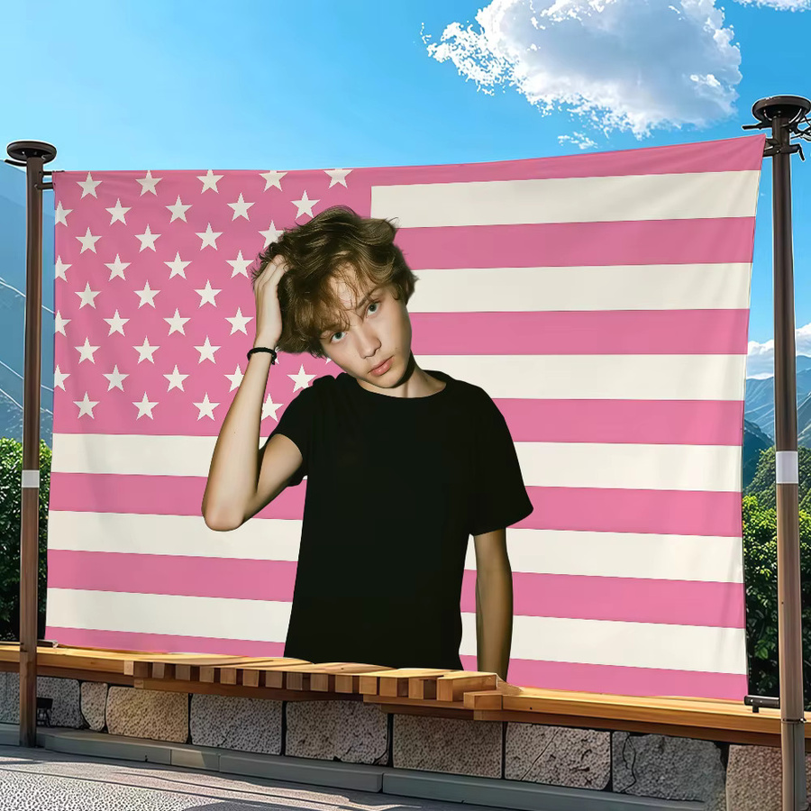 Nettspend Flagge Pink gestreift mit Sternen als Wandkunst Dekoration B: 60,0 cm, H: 40,0 cm - Bild 5