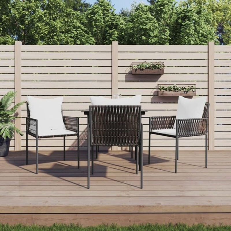 5-teilige moderne Garten-Essgruppe aus Poly-Rattan und Stahl mit Kissen von vidaxl - Bild 1
