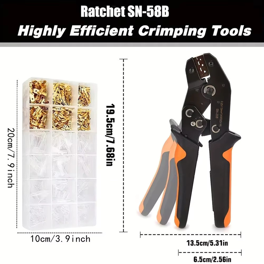 600-teiliges Ratschen-Crimpwerkzeug-Set SN-58B für AWG 23-16 und 0,25-1,5mm² inklusive 300 Isolierhülsen und 300 Spulen - Bild 2
