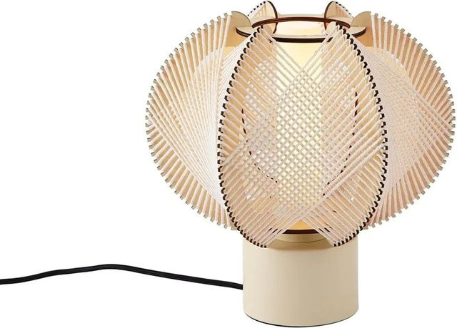 QAZQA Japandi Tischleuchte Gertie in Beige aus Keramik mit Bambus, Höhe: 32 cm - Bild 1