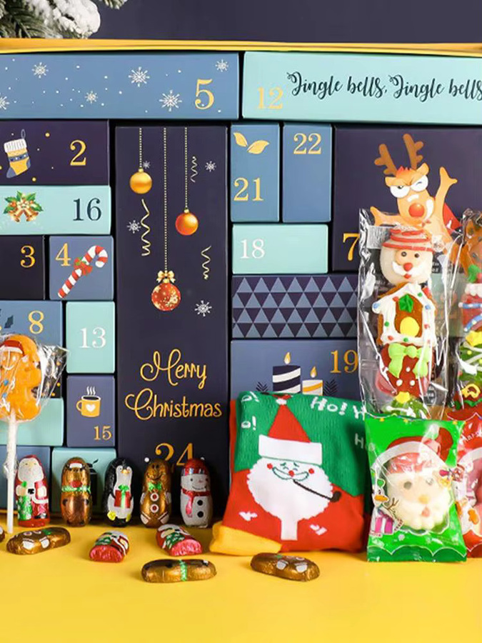 EVE Adventskalender mit 24 Tagen für Weihnachten, handgefertigte geometrische Boxen in Blau - Bild 6