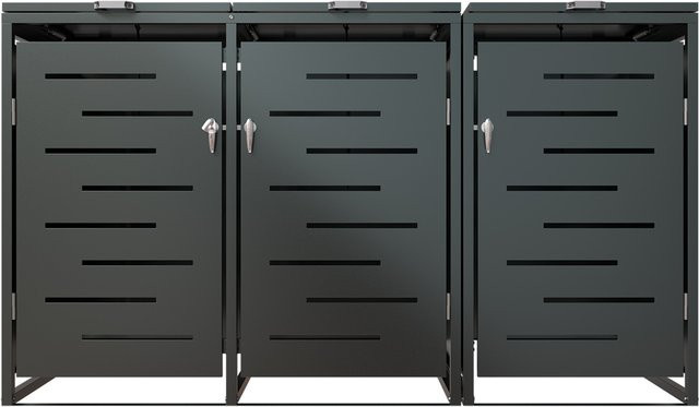 Juskys Mülltonnenbox Arel 3er Metall Gartenbox Aufbewahrungsbox Anthrazit - Bild 1