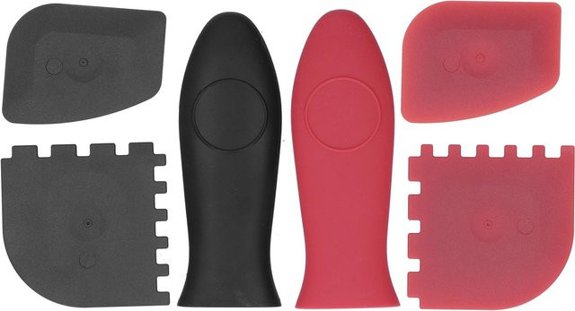 6-teiliges CosyHome Silikon Set aus Topfgriff-Schutzhüllen und Abkratzern in Schwarz, Rot und Multicolour - Bild 1