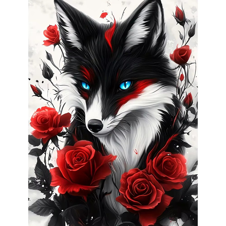Evershine DIY Diamantmosaik Fuchs mit Blumen Wanddeko als 5D Stickerei Handwerk Kit in Multicolour, B/H: 30 x 20 cm - Bild 5