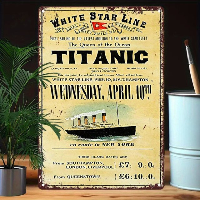 Potdemiel Vintage Titanic Metall-Wandkunst Retro-Eisenschild, B/H: 30,0 x 20,0 cm - Bild 1