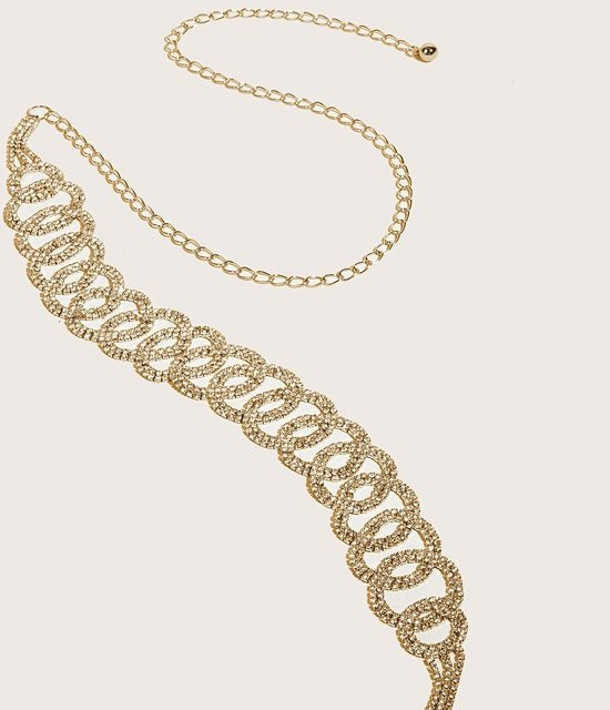 Rd lala Taillenkette Metall, Gold, Strass, Damen, 68cm bis 90cm - Bild 1