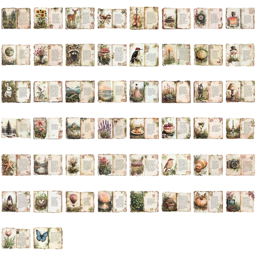 Set mit 50 oder 100 transparenten Vintage-Aquarell-Aufklebern aus wasserfestem PET für dein Tagebuch, Notebook und Schreibwaren, Mehrfarbig - Bild 2