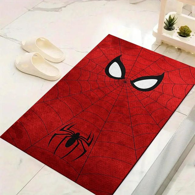 Marvel Spider-Man Teppich mit Cartoon-Motiv in Rot, rutschfeste und waschbare Fußmatte aus Polyester, B/B: 90 x 60 cm - Bild 1