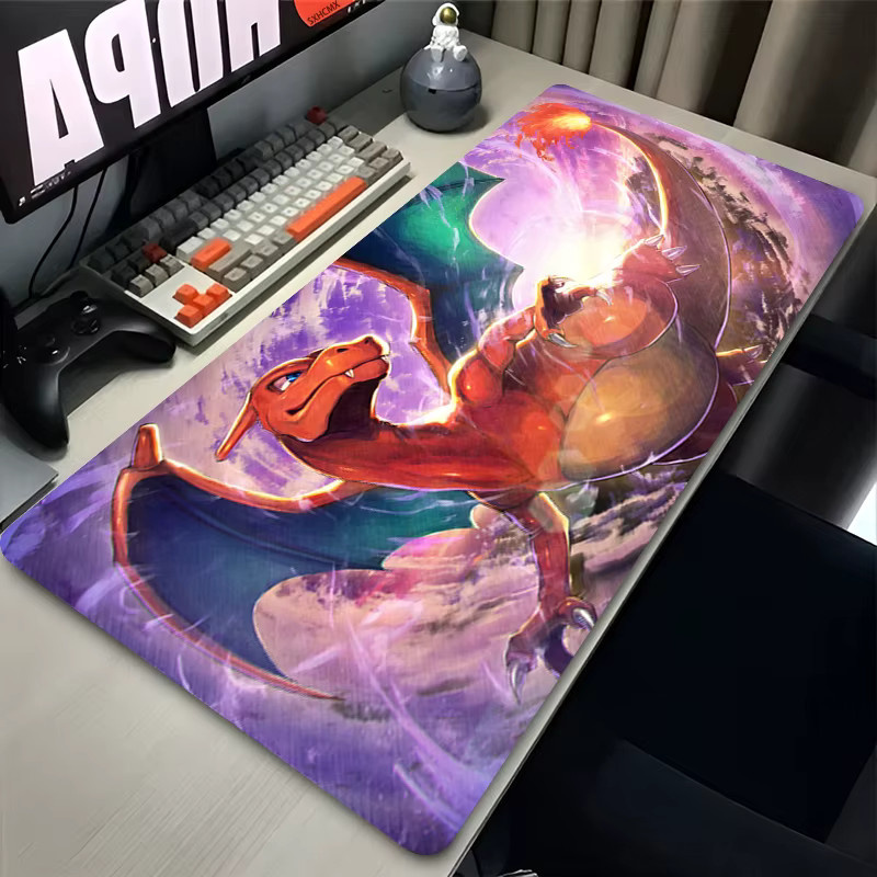 Bandai Mauspad XXL Anime Glurak Gamer-Mausunterlage in Multicolour mit genähtem Rand - Bild 1