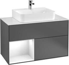 V&B Waschtischunterschrank Finion 100 in Anthrazit lackiert, Breite: 100 cm, Tiefe: 50,1 cm, Höhe: 50,1 cm - Bild 1