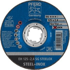 PFERD Trennscheibe EH SG STEELOX X-LOCK für Stahl und Edelstahl, Blau, Durchmesser: 125 mm, Dicke: 2,4 mm - Bild 1