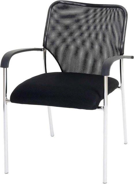 PROREGAL Besucherstuhl 2er-Set mit Lehne in Schwarz, stapelbare Konferenzstühle aus Stoff und Metall, H 83 cm x B 55 cm x T 60 cm, Sitzhöhe: 45 cm - Bild 1