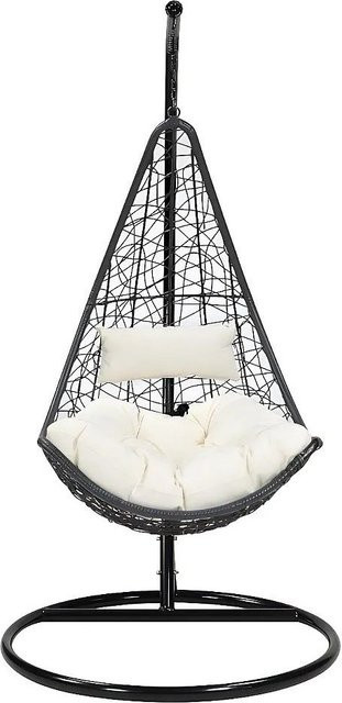 Vente-unique Hängesessel Orosi in Schwarz und Weiß aus Polyrattan mit Kissen, Form: Egg, Höhe: 105 cm - Bild 1