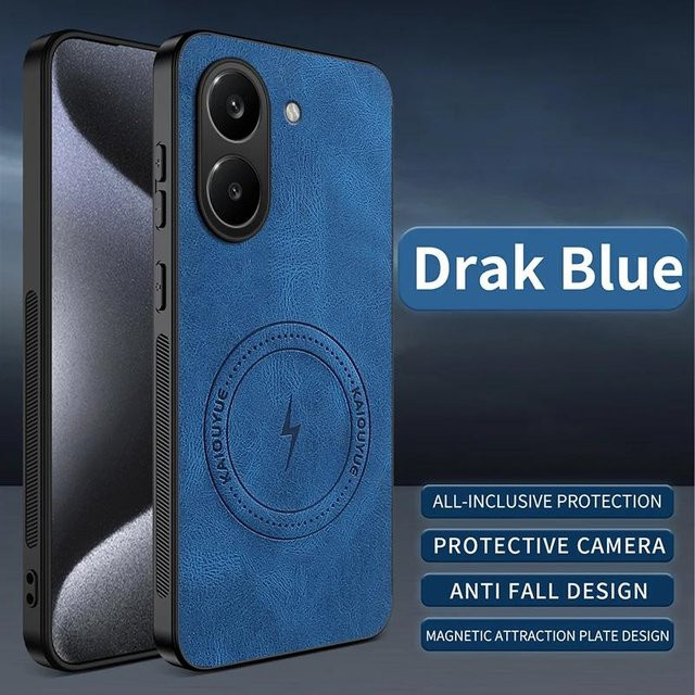 Magnetische Handyhülle mit Lederstruktur für Xiaomi Poco X8 Pro und Poco X8 Pro Max 5G, kabelloses Laden möglich, Farben: Schwarz, Blau, Grau, Braun - Bild 1