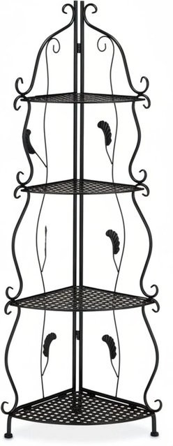 Relaxdays Eckregal aus Metall in Schwarz im Vintage-Design mit Rankenverzierungen, Höhe: 113 cm, Breite: 30 cm, Tiefe: 30 cm - Bild 1