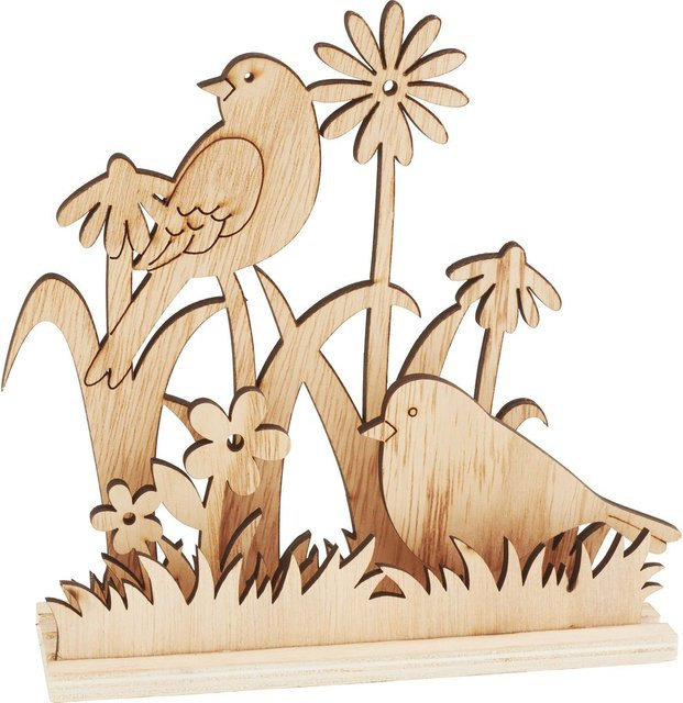 VBS Holz-Steckmotiv Vögel in der Blumenwiese in Beige - Bild 1