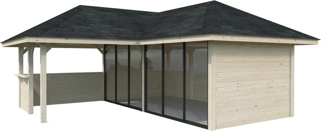 PALMAKO Pavillon Bianca Set 222 Slide aus Fichtenholz in Braun mit transparentem Zeltdach, B/H/T: 588 x 319 x 588 cm - Bild 2