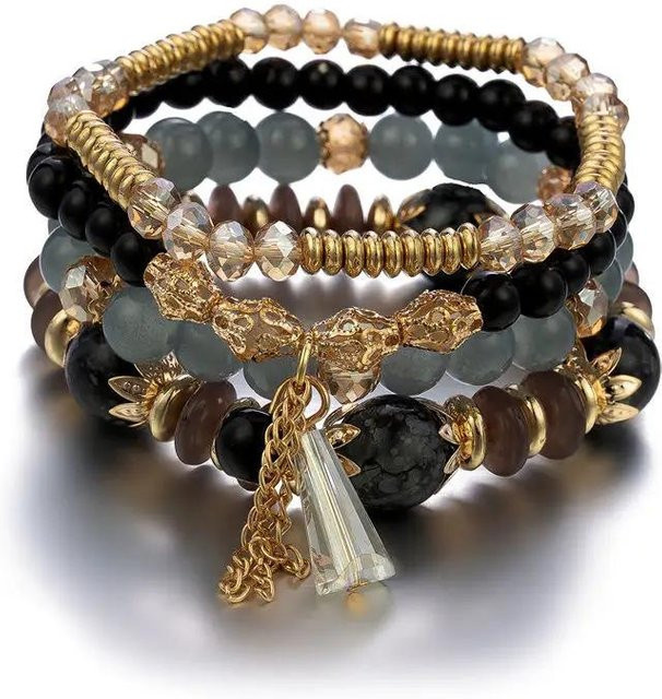 YIRAN Armband Set, Glasperlen, beige, Zinnlegierung, Unisex - Bild 1