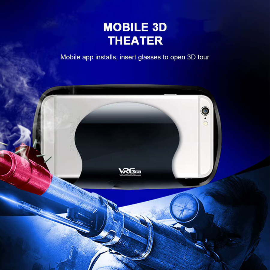 AyeBeau 3D-VR-Headset intelligente Virtual-Reality-Brille für Smartphones in Schwarz - Bild 5