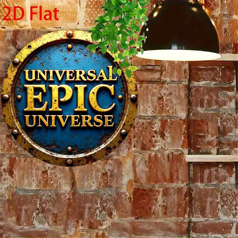 Potdemiel Rundes Vintage Wanddekorschild Episches Universum in Blau und Gold, Durchmesser: 20 cm - Bild 5