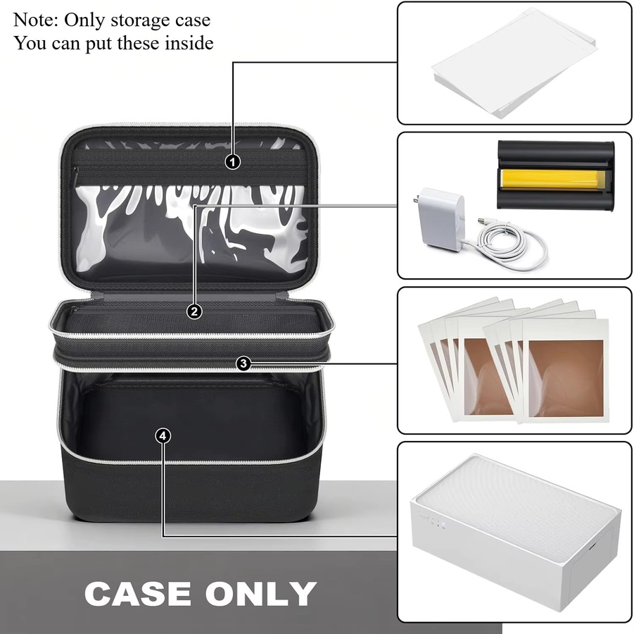 Liene Fotodrucker-Tasche für M100 und M200 Mini-Bilddrucker, tragbarer Aufbewahrungshalter für Fotopapier, Schwarz - Bild 2