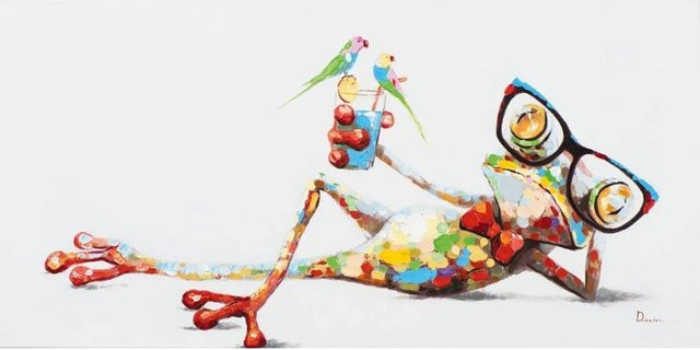 Art Universe Leinwandbild Lustiger Frosch, Mehrfarbig, B: 60 cm, H: 120 cm - Bild 1
