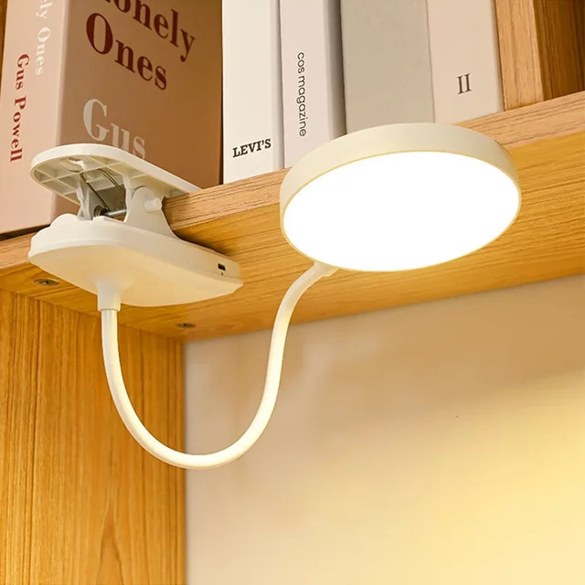 Heinast LED-Tischlampe mit integriertem LED-Licht, USB wiederaufladbare Leselampe mit klappbarer Klemme, dimmbar und mit 3 Modi für Augenschutz - Bild 1
