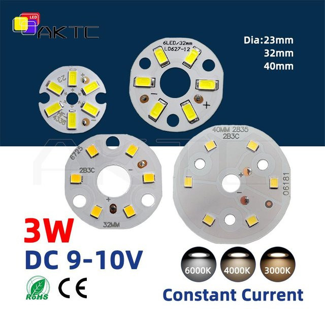 Ankatec 5er Set LED Rundplatten aus Aluminium mit 3W Konstantstrom 300mA, Farbe Weiß, Durchmesser: 23 mm, 32 mm und 40 mm - Bild 1