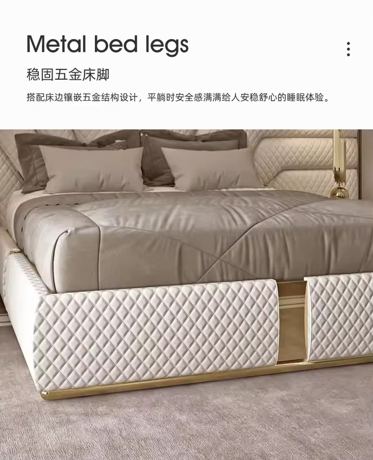 Modernes Kingsize-Bett mit gepolstertem Stoffrahmen in Beige, B/T: 180 x 200 cm - Bild 2