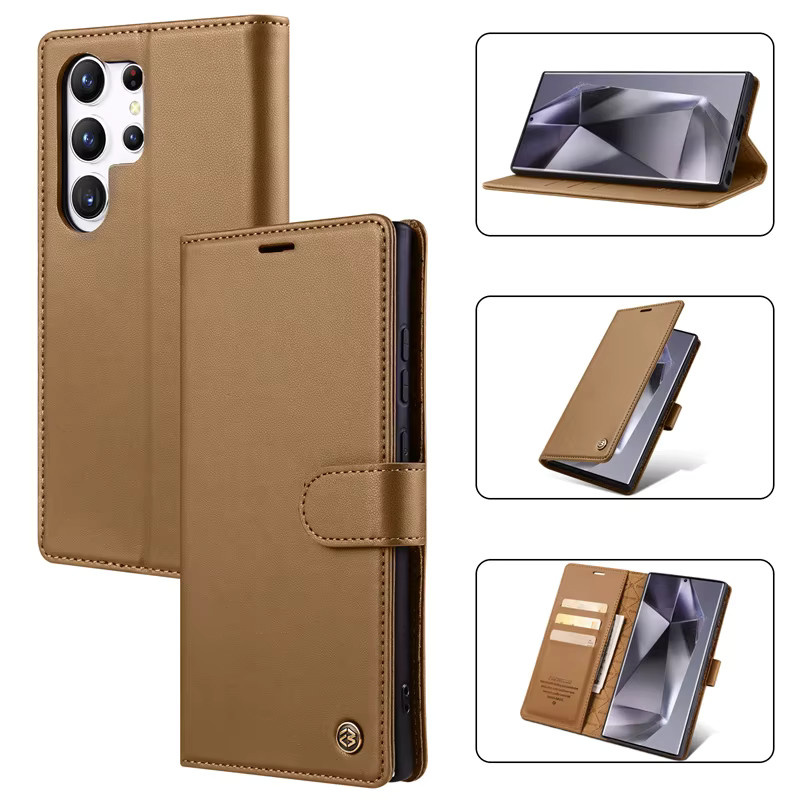 Retro Magnetische Lederhülle für Samsung Galaxy S25 S24 S23 S22 S21 A15 A25 A35 A55 A16 A36 A56 als Brieftasche mit Kartenfach in Schwarz - Bild 4