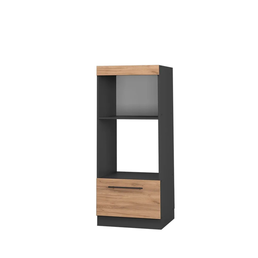 Vicco Mikrowellenschrank Fame-Line Goldkraft in Eiche und Anthrazit mit offenen Fächern, Breite: 60 cm, Höhe: 153 cm, Tiefe: 45,03 cm - Bild 2