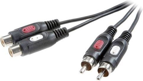 SpeaKa Professional SP-7870384 Cinch Audio Verlängerungskabel RCA 2x Cinch-Stecker auf 2x Cinch-Buchse Schwarz, Länge: 2,50 m - Bild 1