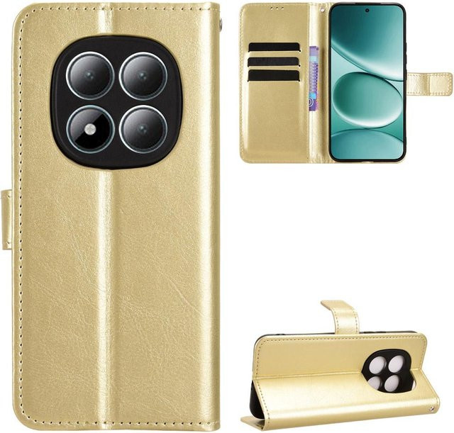 Xiaomi Redmi Note 15 Pro 4G Flip-Hülle aus PU-Leder mit RFID-Blockierung und Brieftaschen-Funktion in Gold - Bild 1