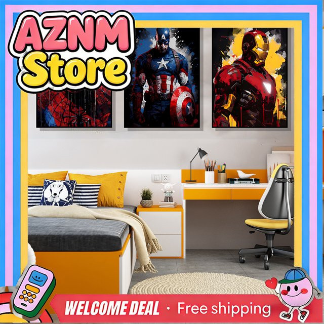 Kayou Marvel Leinwandkunstposter mit Spider-Man und Iron Man als Wanddekoration in Mehrfarbig - Bild 1