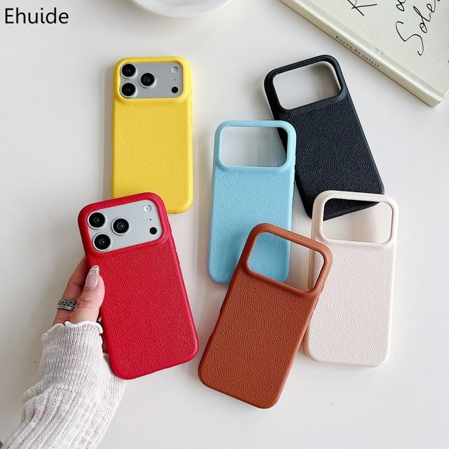 EHUIDE Lederstruktur-Hülle für iPhone in Weiß, stoßfestes und rutschfestes Candy Soft Cover - Bild 1
