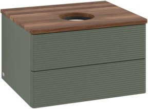 V&B Waschtischunterschrank Antao mit Frontstruktur und Beleuchtung in Weiß, Grau und Grün, B/T/H: 60 x 36 x 50 cm - Bild 1