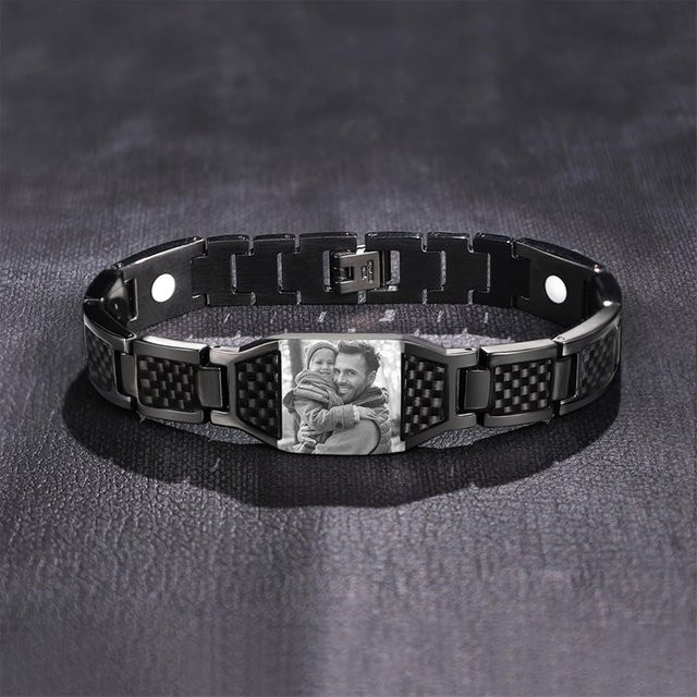 QKX Armband, Edelstahl, Schwarz, Herren - Bild 1